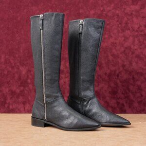 Linea Paolo Women Jackie Dress Office Black  Leather Zip Fashion Tall Boots 9